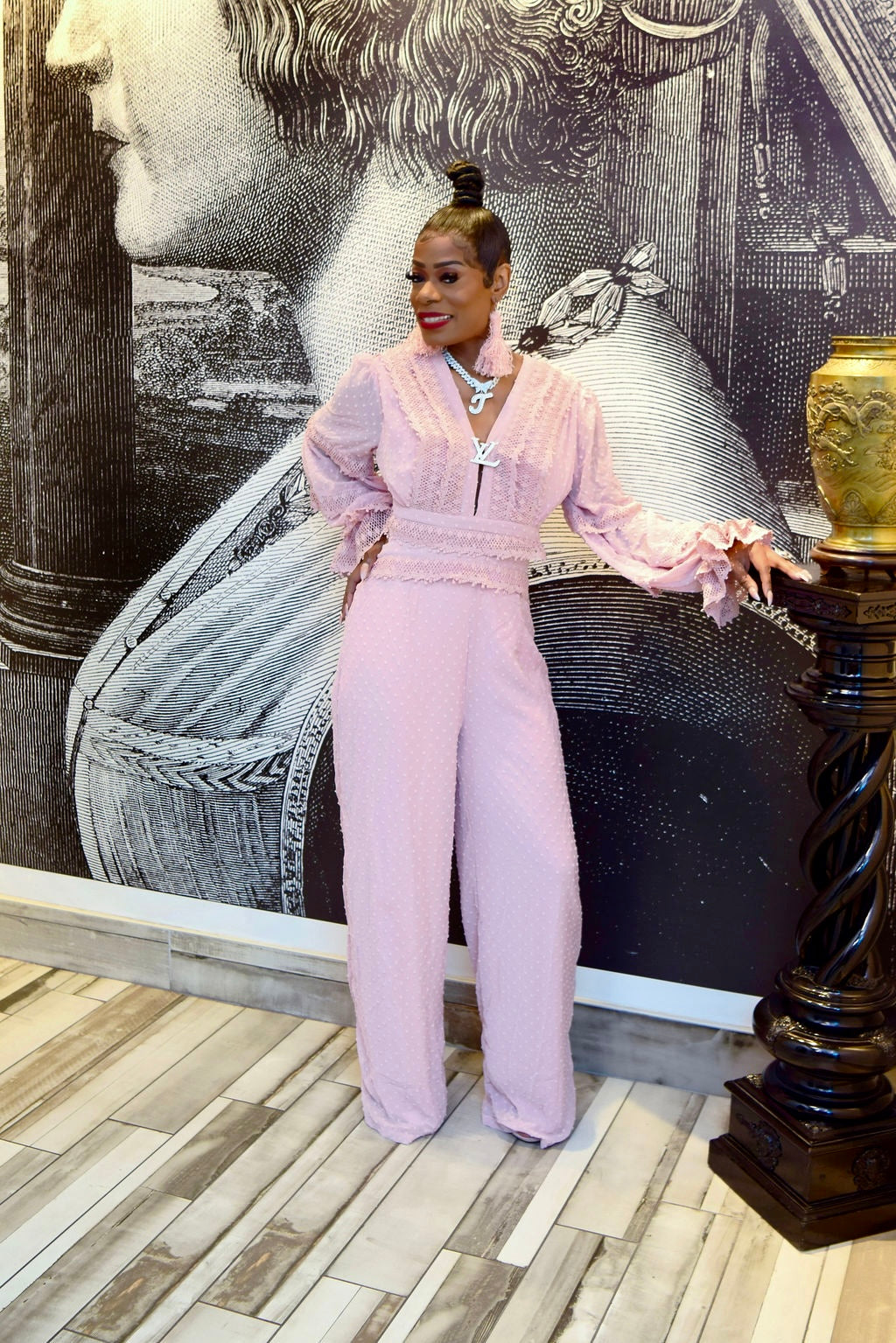 Halter blush pink jumpsuit