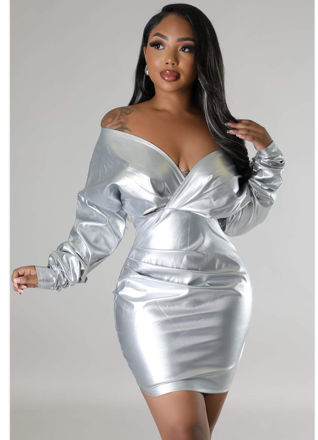 Silver mini dress