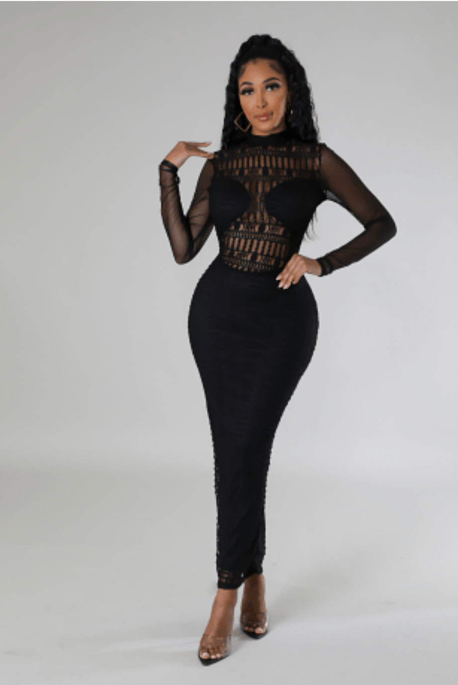 Black midi back out dress