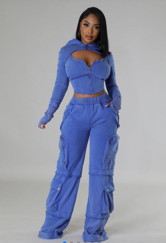 3-Piece Powder Blue Pant Set