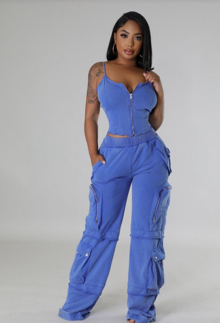 3-Piece Powder Blue Pant Set